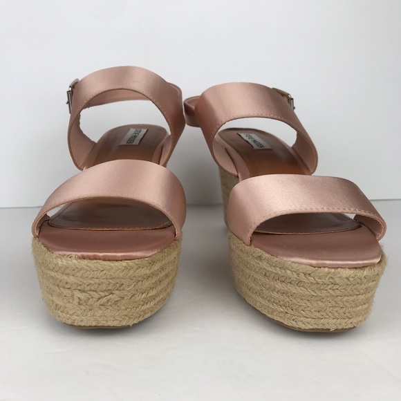 Steve Madden Woven Wedge Sandal Pink Satin Straps - Picture 12 of 16